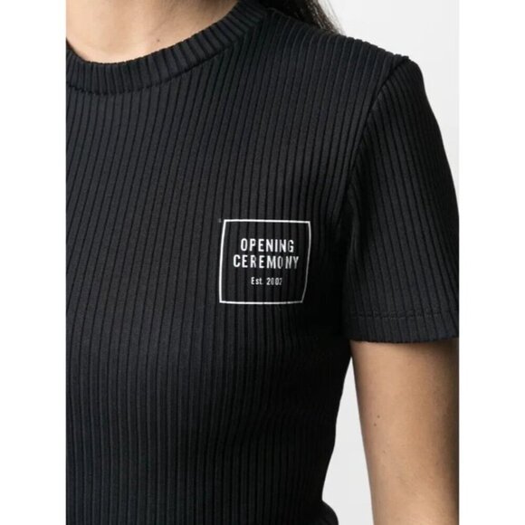 Opening Ceremony Box Logo-Print Rib T-Shirt Size XS Womens Black Tee $180 - Picture 14 of 15